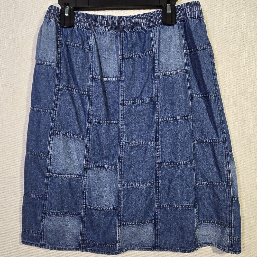 Studio West Denim Skirt Y2k 70s Large Blue Jean Cotton 34 waist - Picture 2 of 9